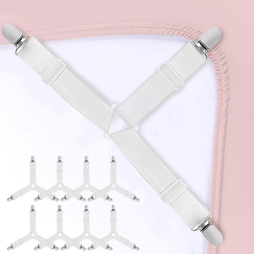 Bed Sheet Holder Straps 8 Pcs Bed Sheet Fasteners Adjustable Triangle Elastic Suspender Mattress Corner Clips With Heavy Duty Grippers Black