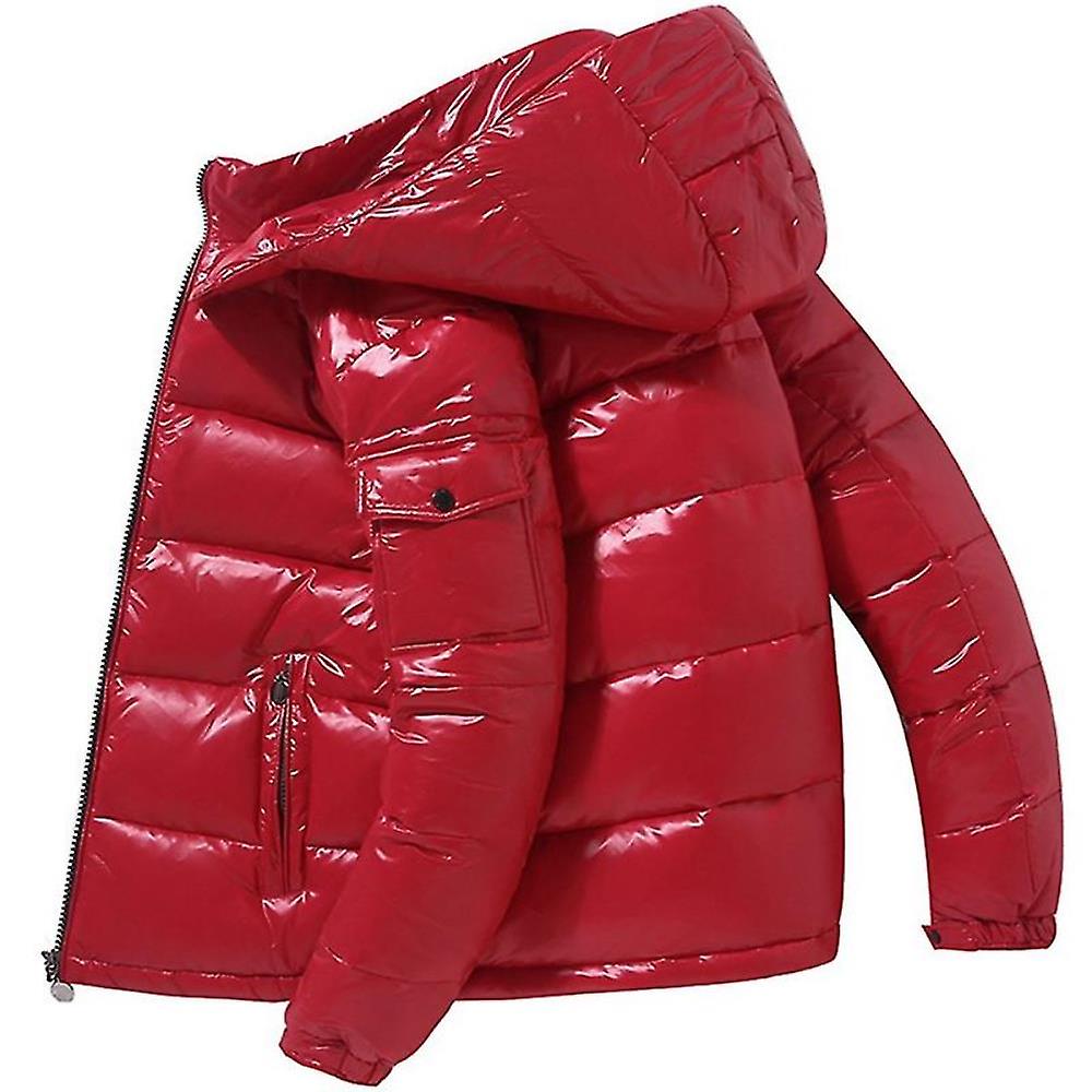 Shiny Down Jacket Men's Winter Jacket Stand Collar Down Jacket With Hood