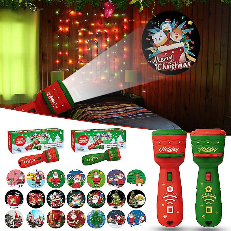 Random 1 Set Christmas Flashlight Projector Baby Sleeping Story Book Torch Lamp Toy For Kids