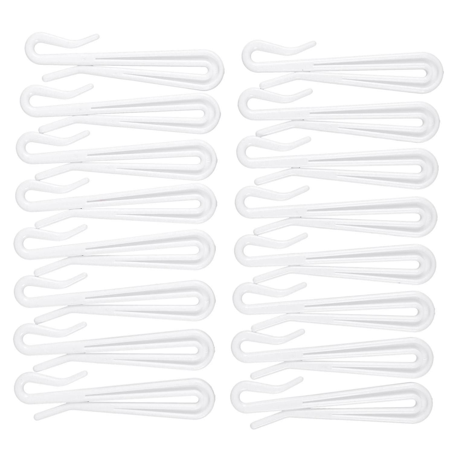 Plastic Window Curtain Hooks 16 Pcs White