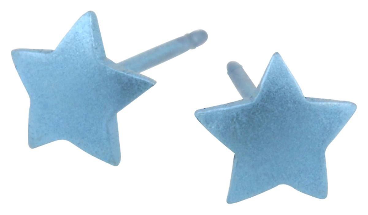 Ti2 Titanium Geometric Star Stud Earrings - Sky Blue