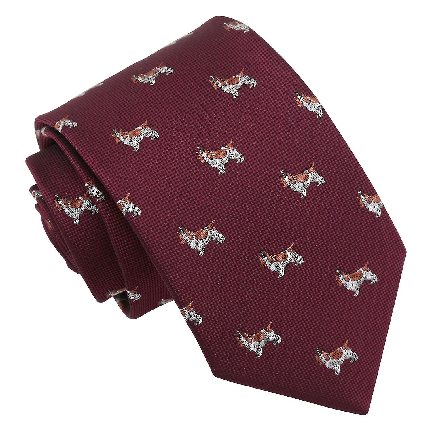 Burgundy Cocker Spaniel Dog Embroidered Tie