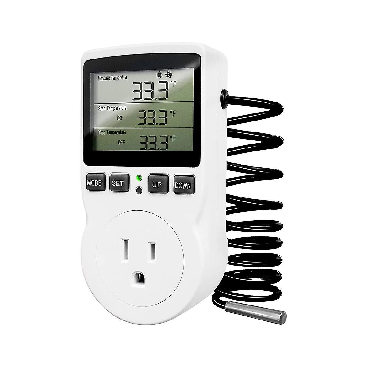 Digital Temperature Controller Outlet,120V Electric Thermostat Outlet Plug 110V for Reptile Terrari