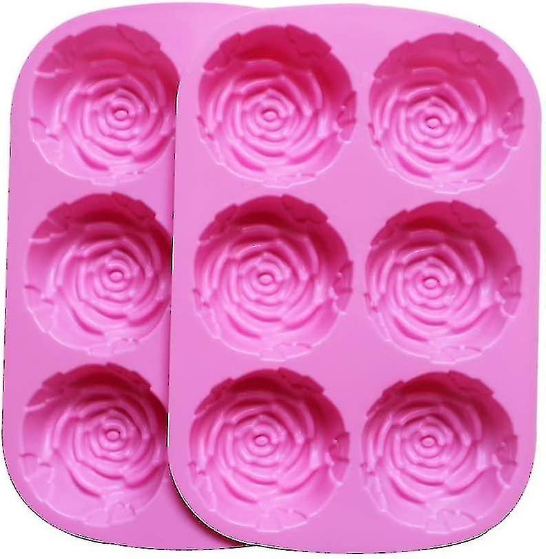 Set Of 2 Large Rose Flower Ice Cube Chocolate Soap Tray Mold Silicone Party Make