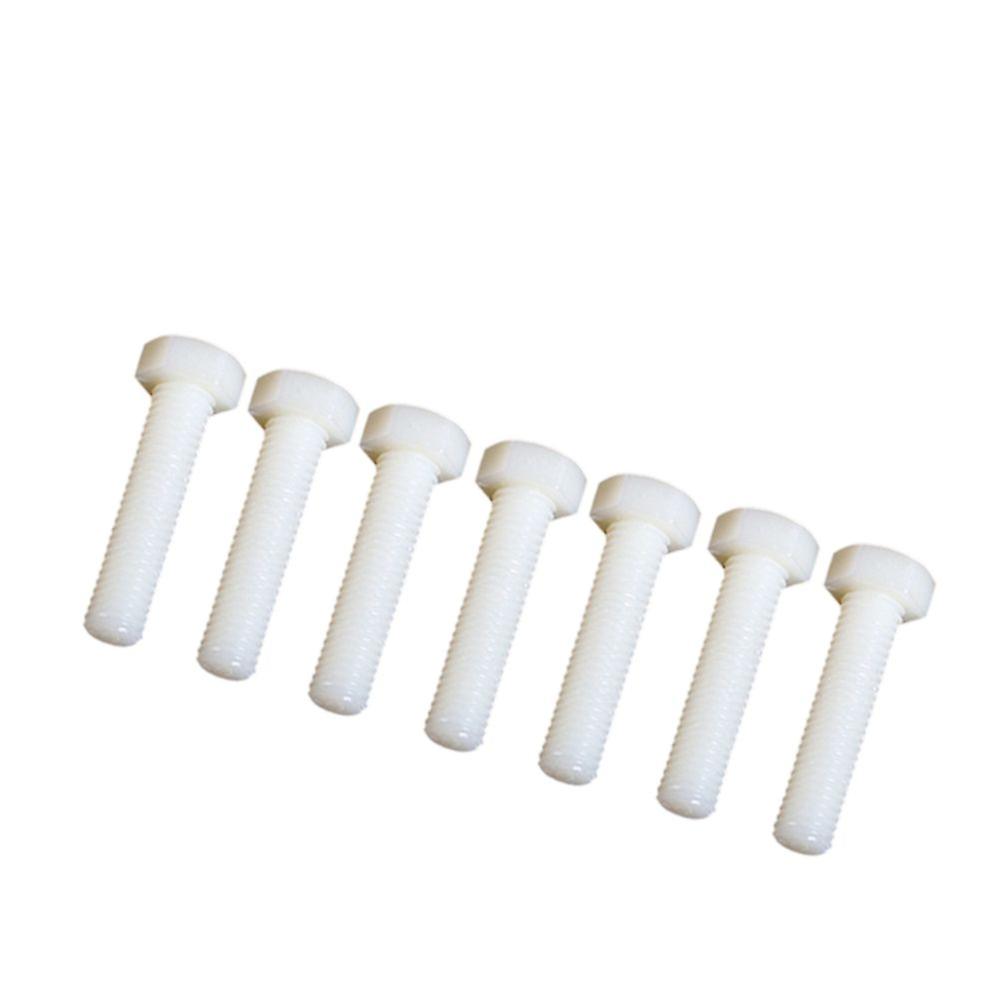50pcs M5x25mm Hex Head Plastic Screws White Hex Head Bolts