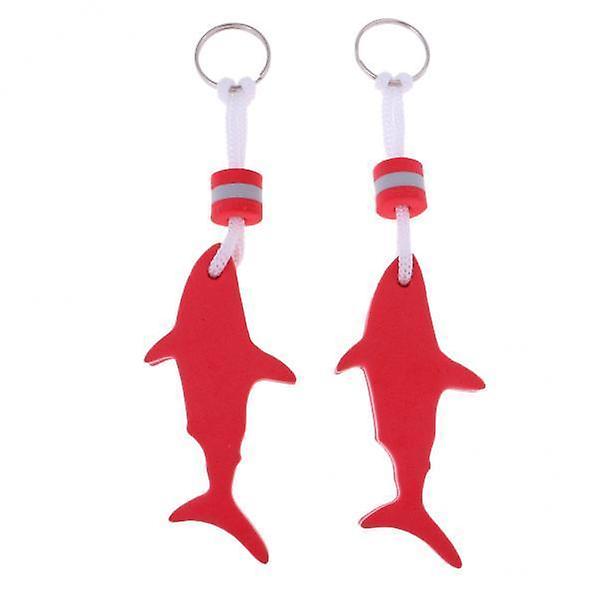 3x2 Pieces Shark Shaped EVA Floating Keychain Keyring Water Key Float Red