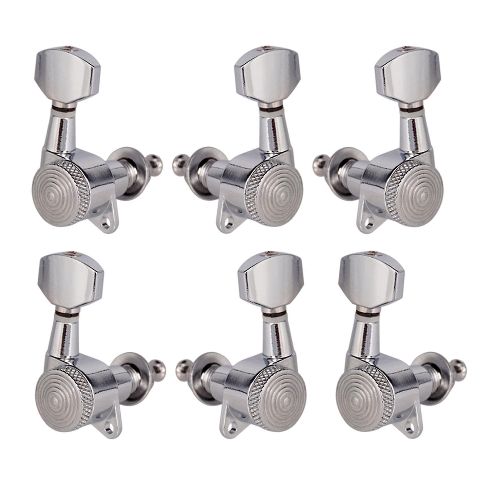 6 Pieces Guitar String Tuning Pegs,Tuner Machine Heads Knobs 3R 3L Silver