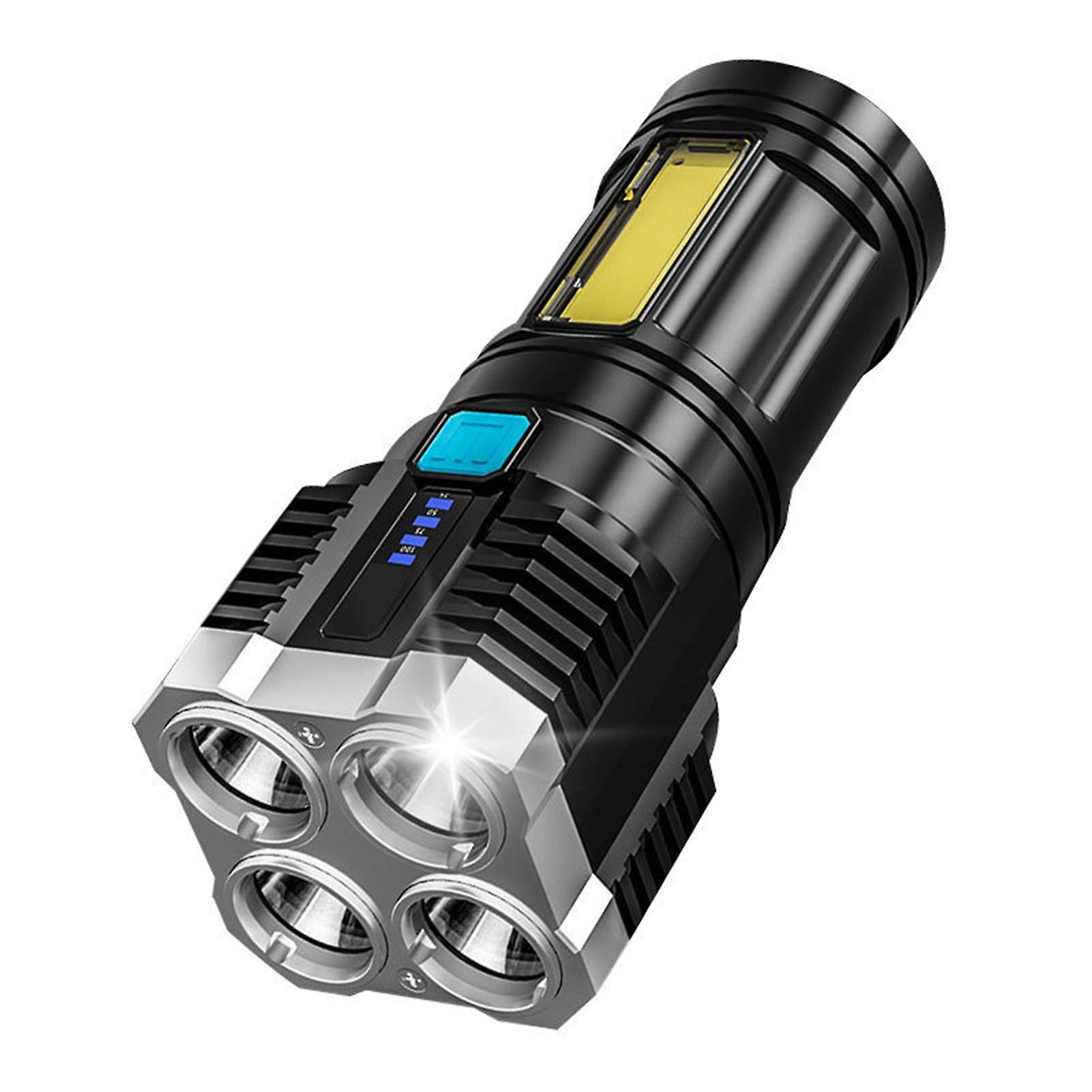 Long Range Powerful Cob Flashlight Strong Light Flashlight 4 Lights Searchlight For Exploring Lighting