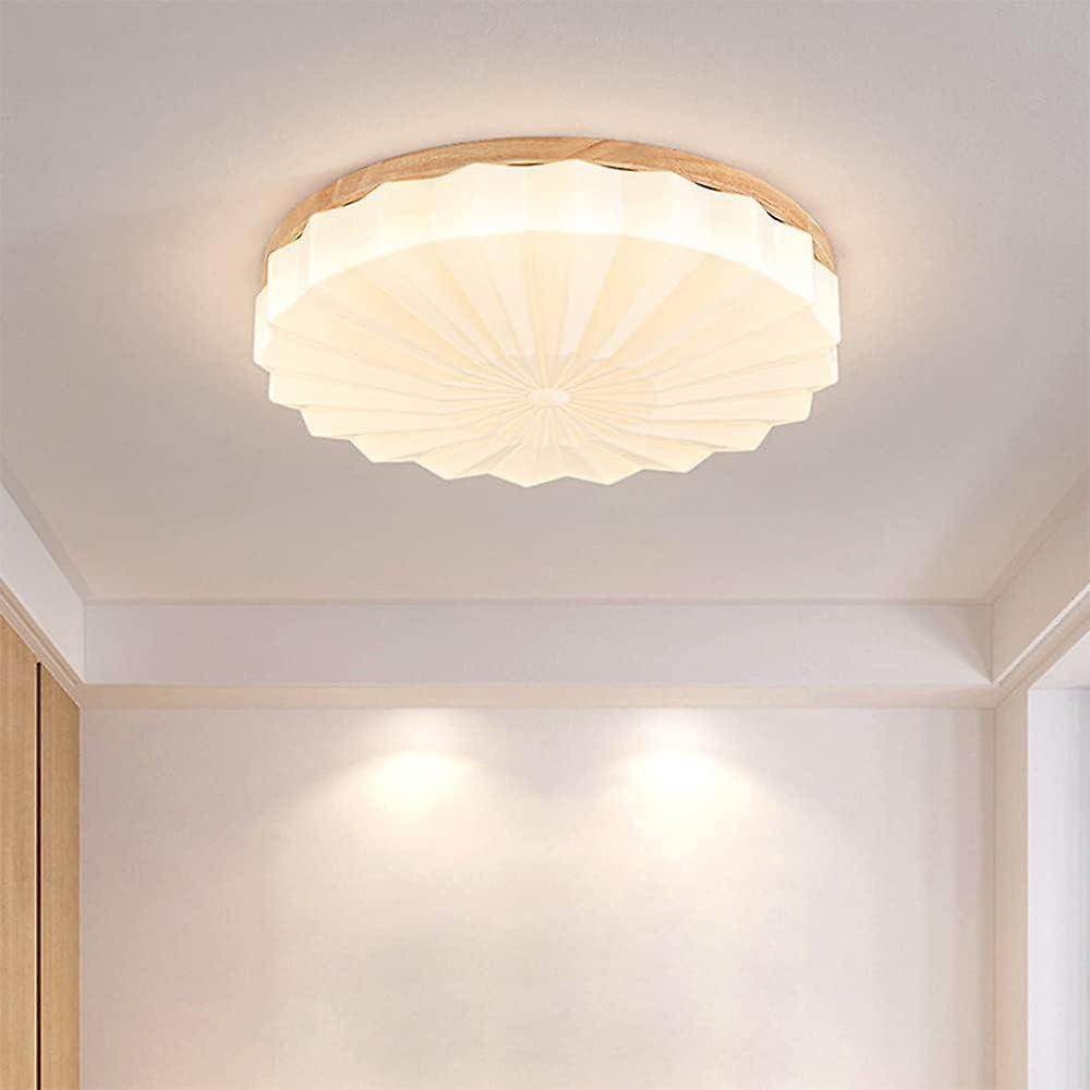 Hanging Light Fixtures, Indoor LED Ceiling Lamp Rubber Wood Ceiling Lamp Simple Circular Ceiling Lig