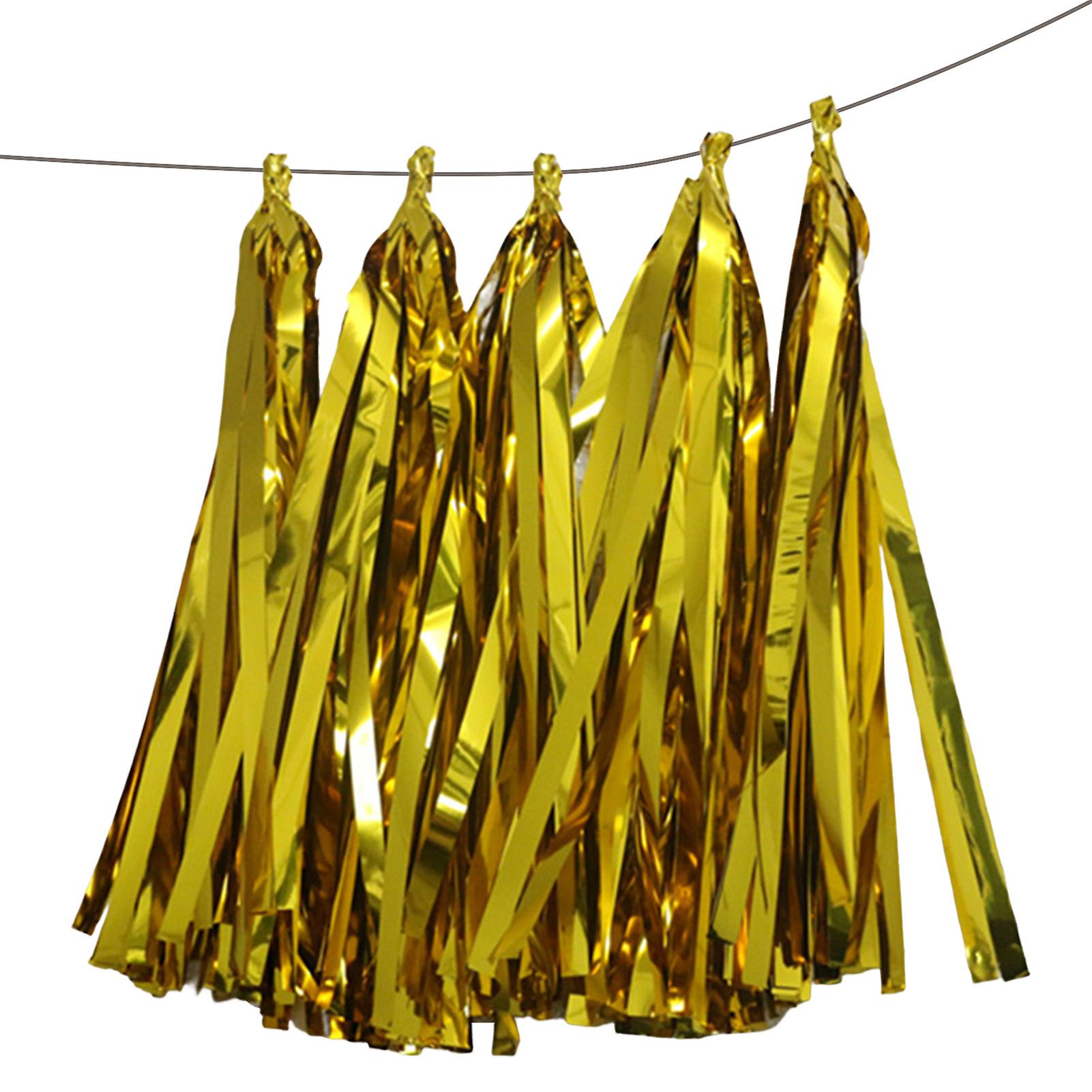 Shiny Gold Paper Tassel Garland Long Tassels Sparkly Paper Pennant Banner For Wall Backdrop Party Supplies