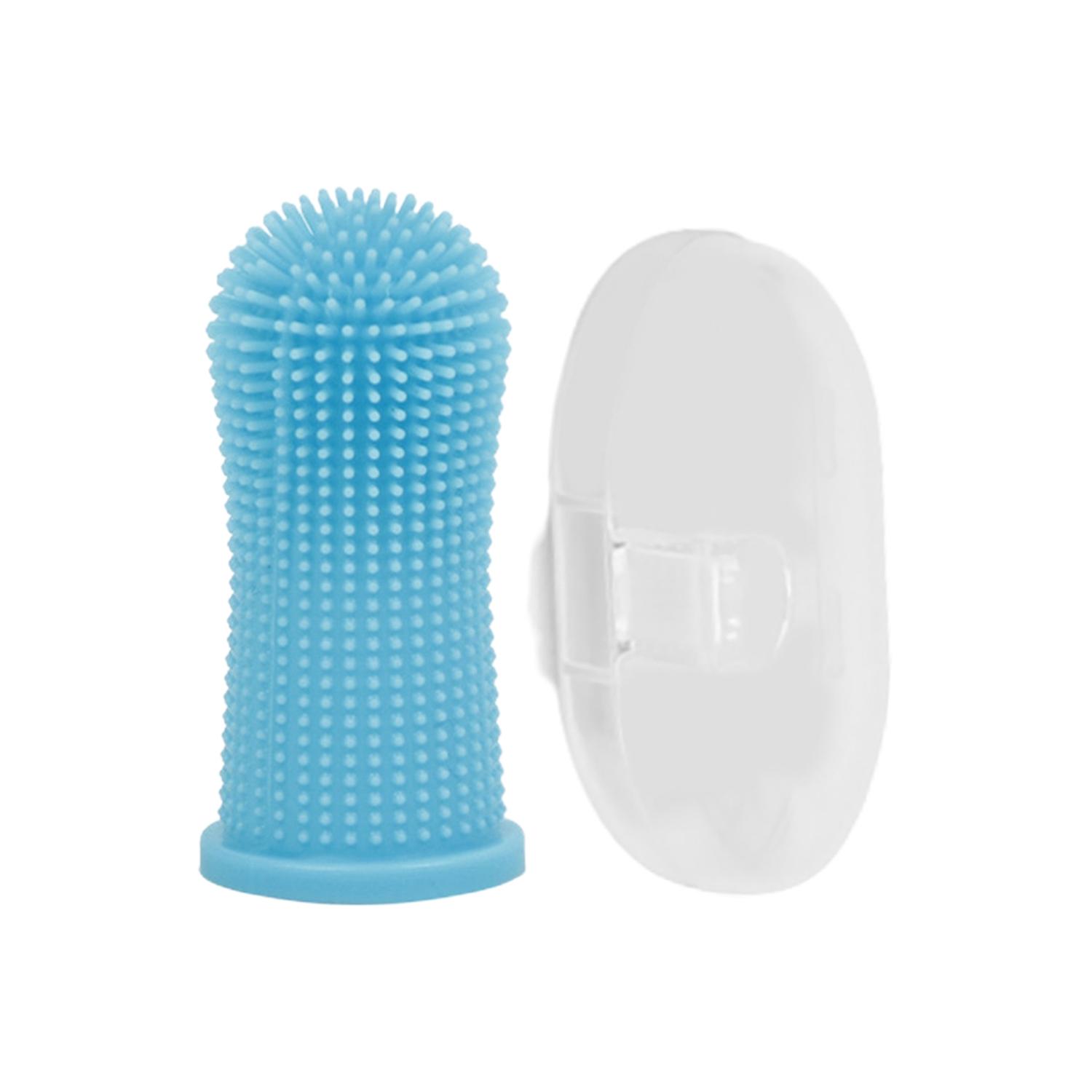 Pet Teeth Sleeve Safety Ingredient Soft Bristles Elasticity Effective Remove Plaque Multicolor Silic