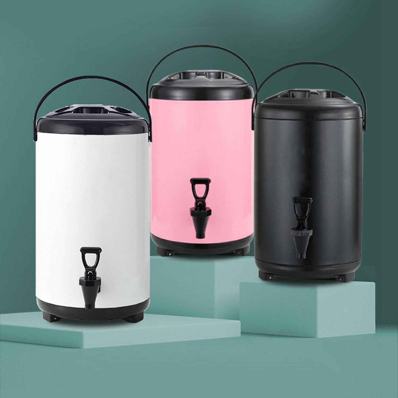 Distributeur de boissons isolé en acier inoxydable rose de 8 L avec robinet