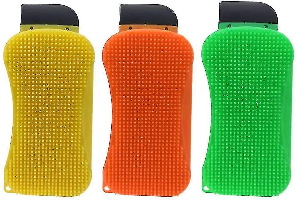 3pack Kitchen Silicone Sponge For Dishwashing Reusable Double Sided Cleaning Sponge