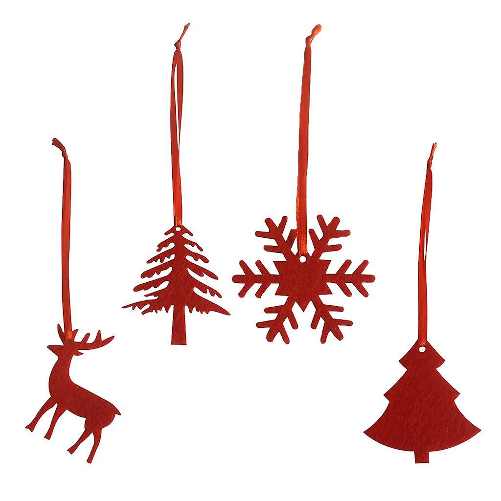 12pcs Merry Christmas Fabric Hanging Tags Snowflake Elk Xmas Tree Ornaments