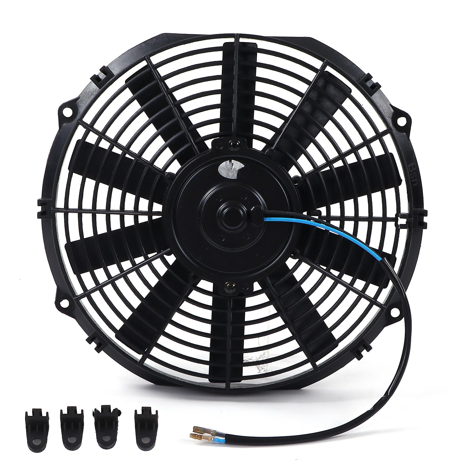 12in Electric Radiator Cooling Slim Fan Push Pull 2100RPM 10 Blades Universal for Car 12V 80W