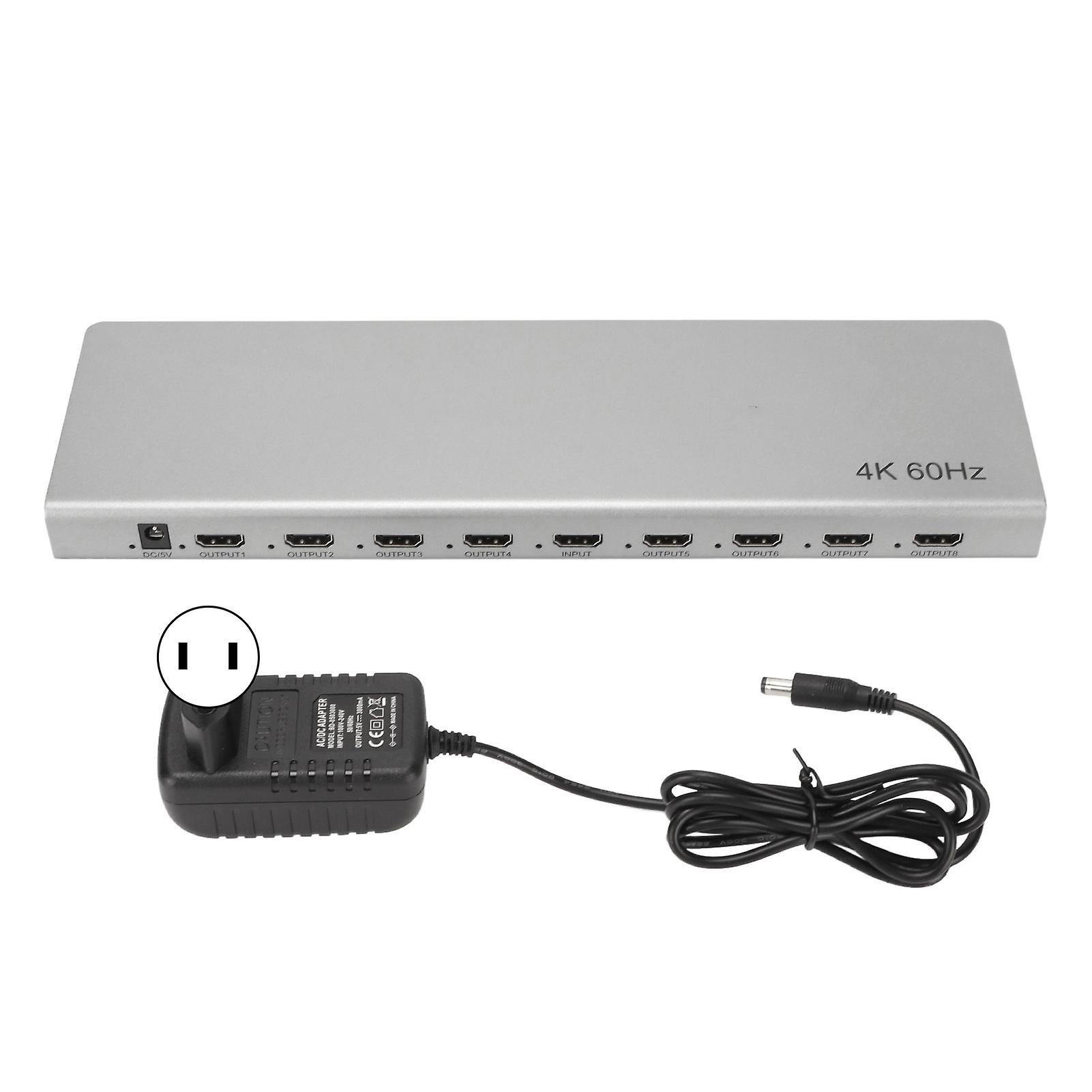 4K HD Multimedia Interface Distributor | 1 In 8 Out Splitter | US Plug | Multi-Device Support