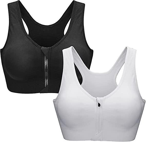 Women Sports Bra Front Zipper Push Up Bra Tank Top Removable Pads for Fitness Jogging Yoga Running (