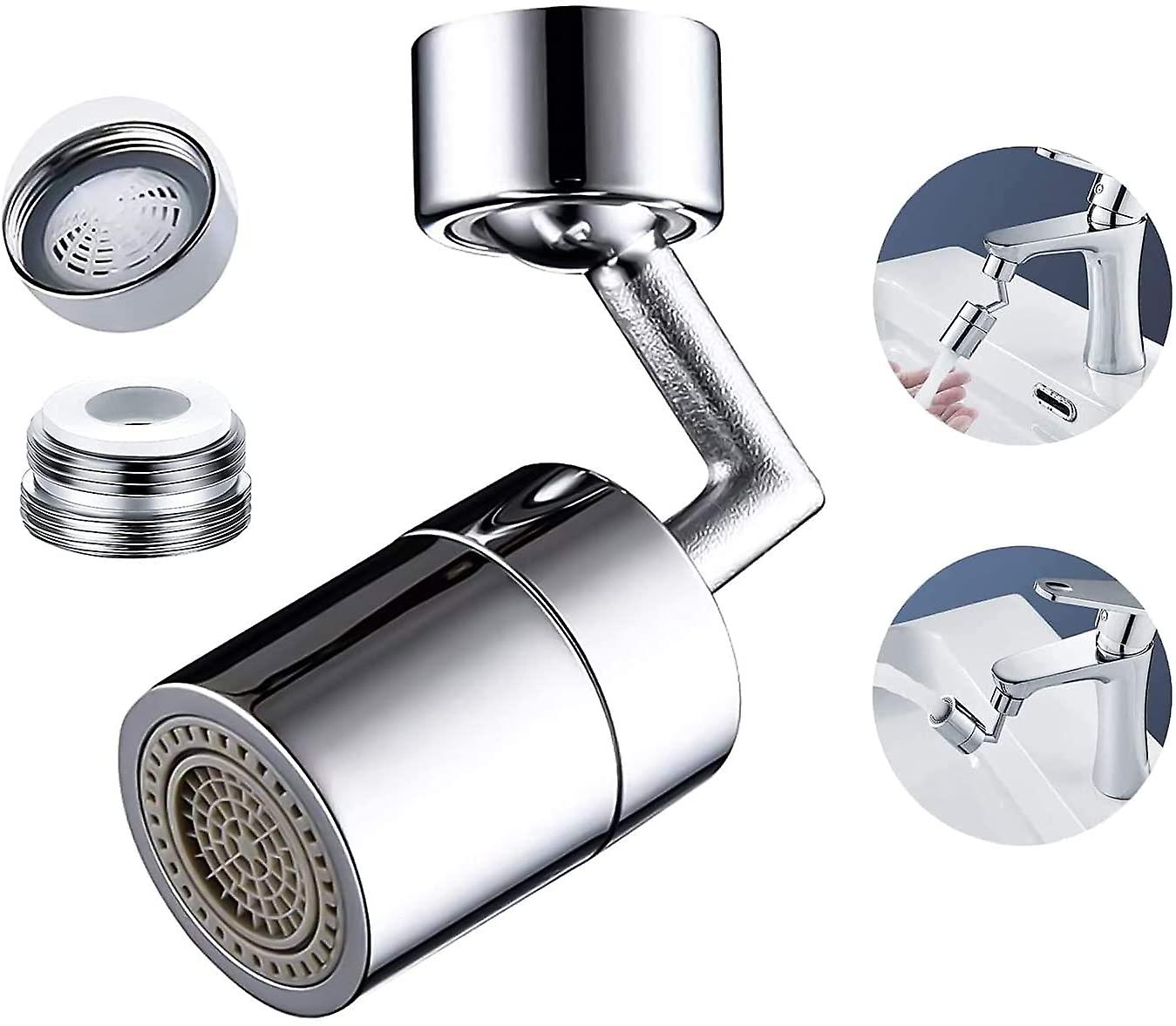 Faucet with Universal Splash Filter, 720 Swivel, Wide Angle Aerator, Dual Function, Rotating Aerato