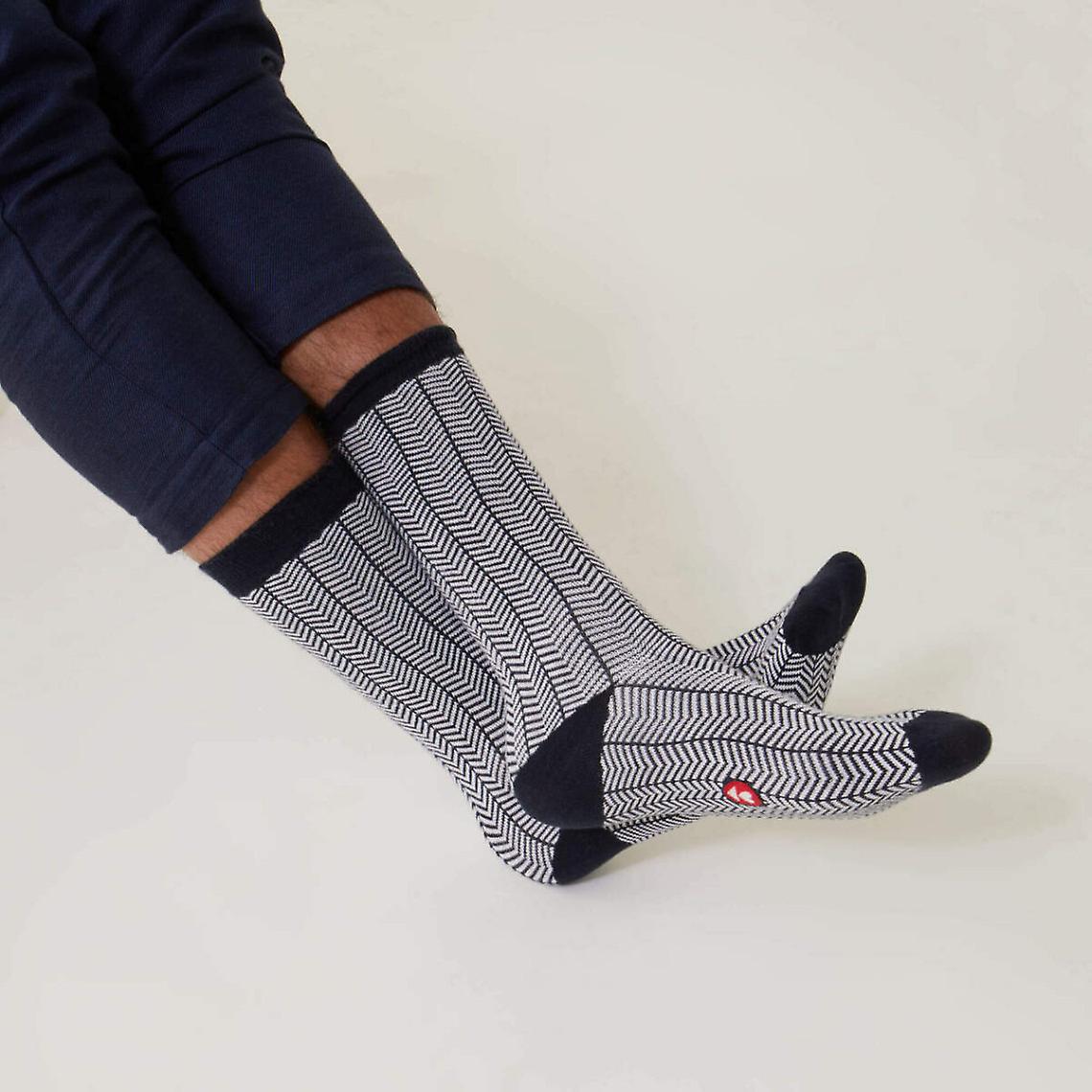 Navy Chevron Cotton Socks