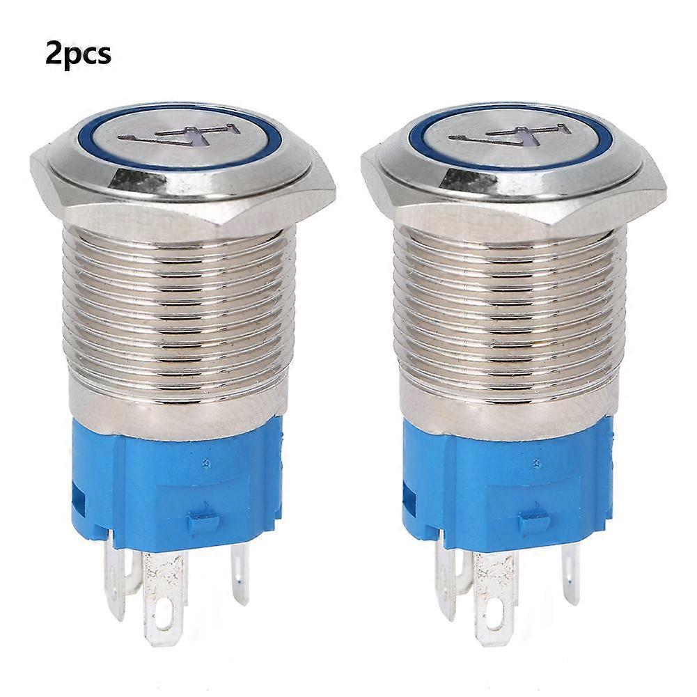5-pin metal button switch with built-in light, automatic reset