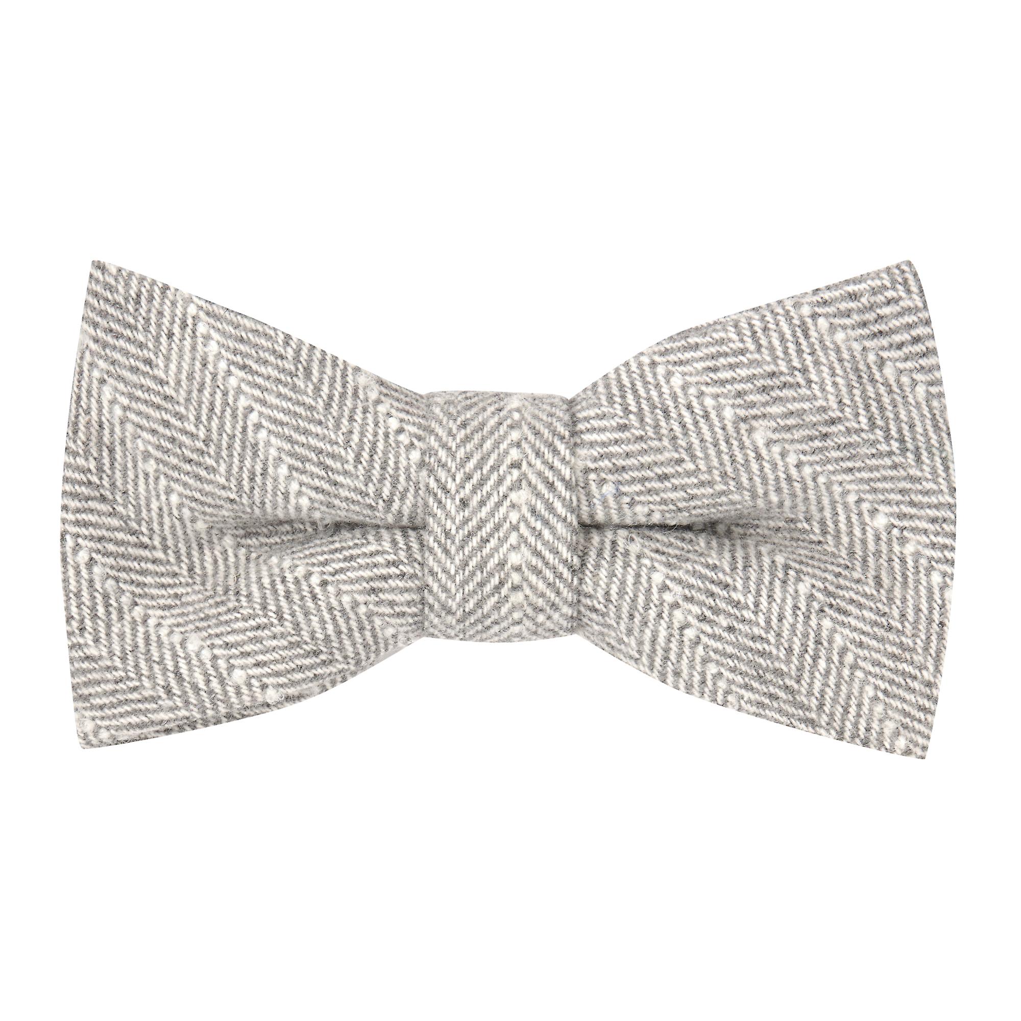 Light Grey Herringbone with Pinstripe Bow Tie