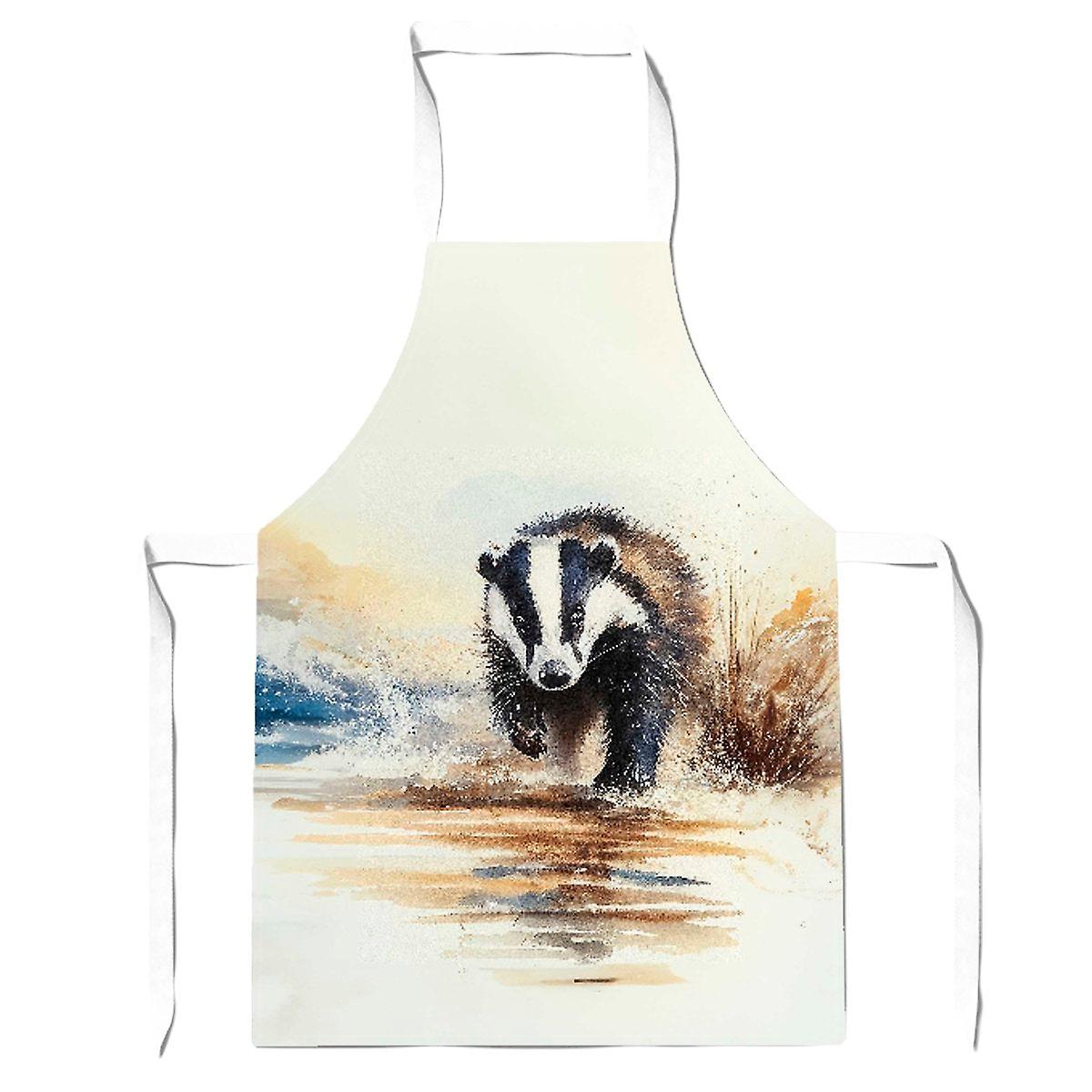 Wading Badger Watercolour Apron