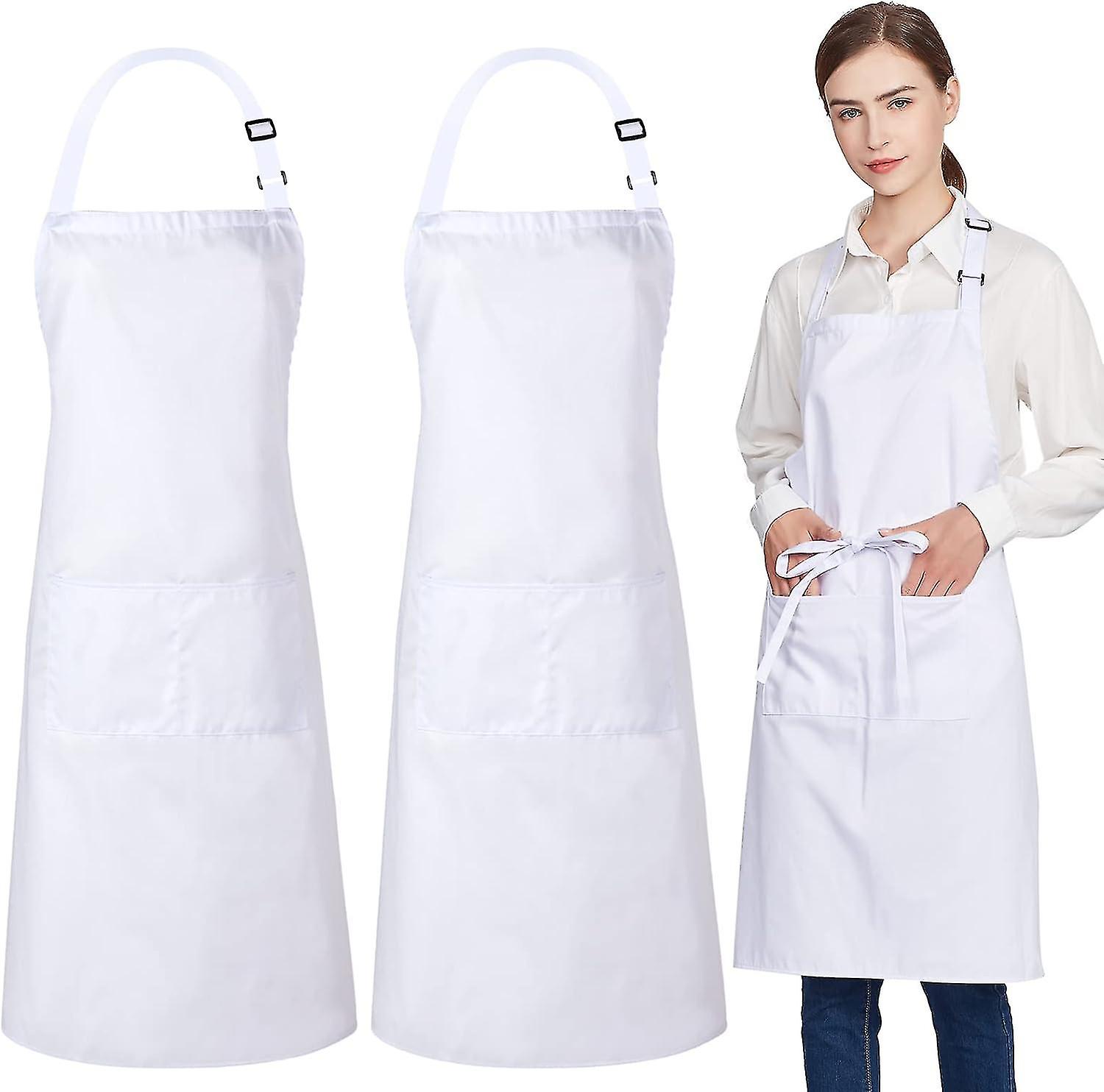 100% Cotton Aprons with 2 Pockets - Adjustable Bib Apron for Cooking