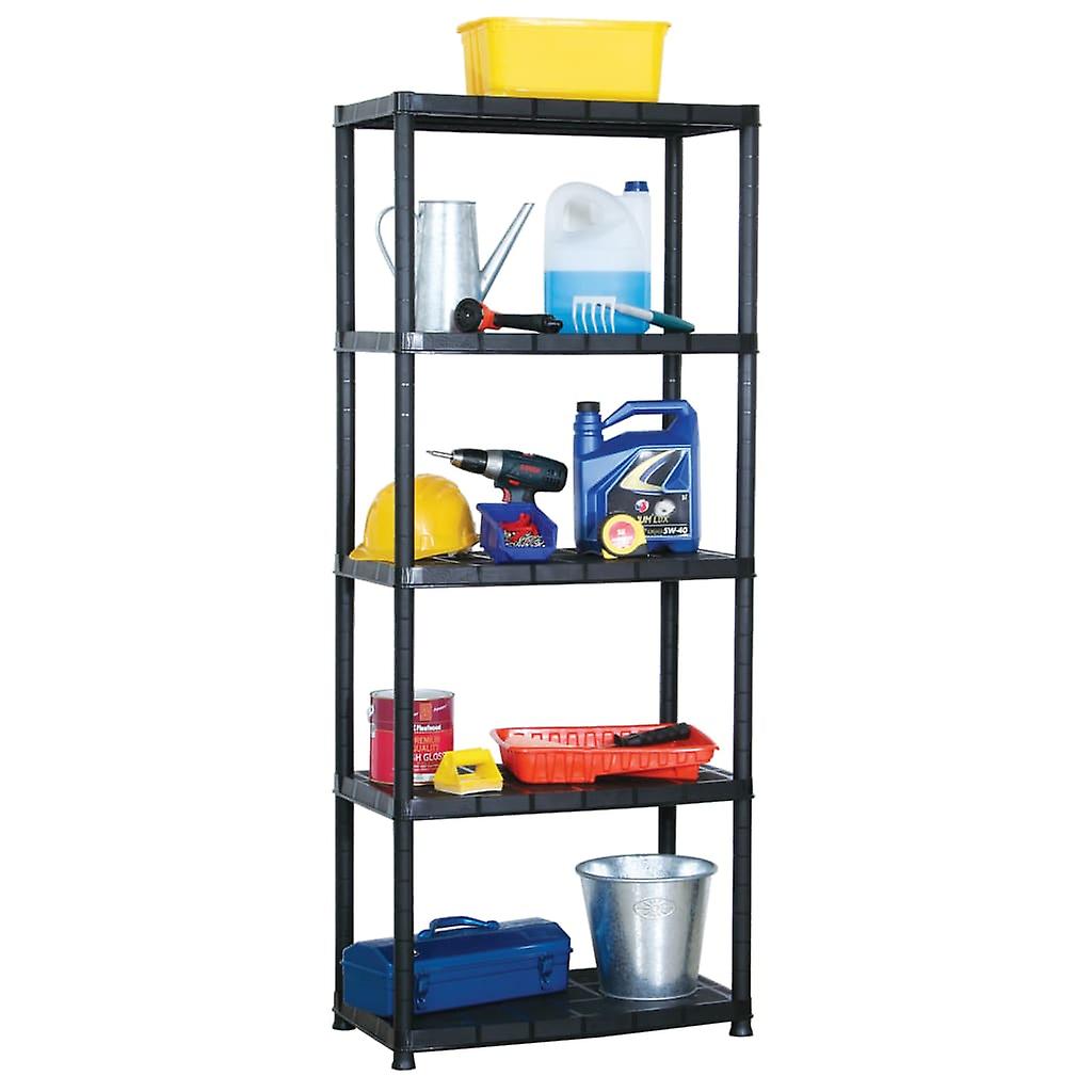 Storage Shelf 5 Tier Black Plastic Storage Units