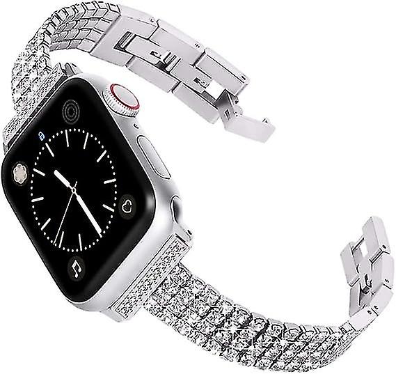 adjustable spare, in leather and stainless steel, for iWatch 38-40 mm Series 6/5/4/3 - Adorned with