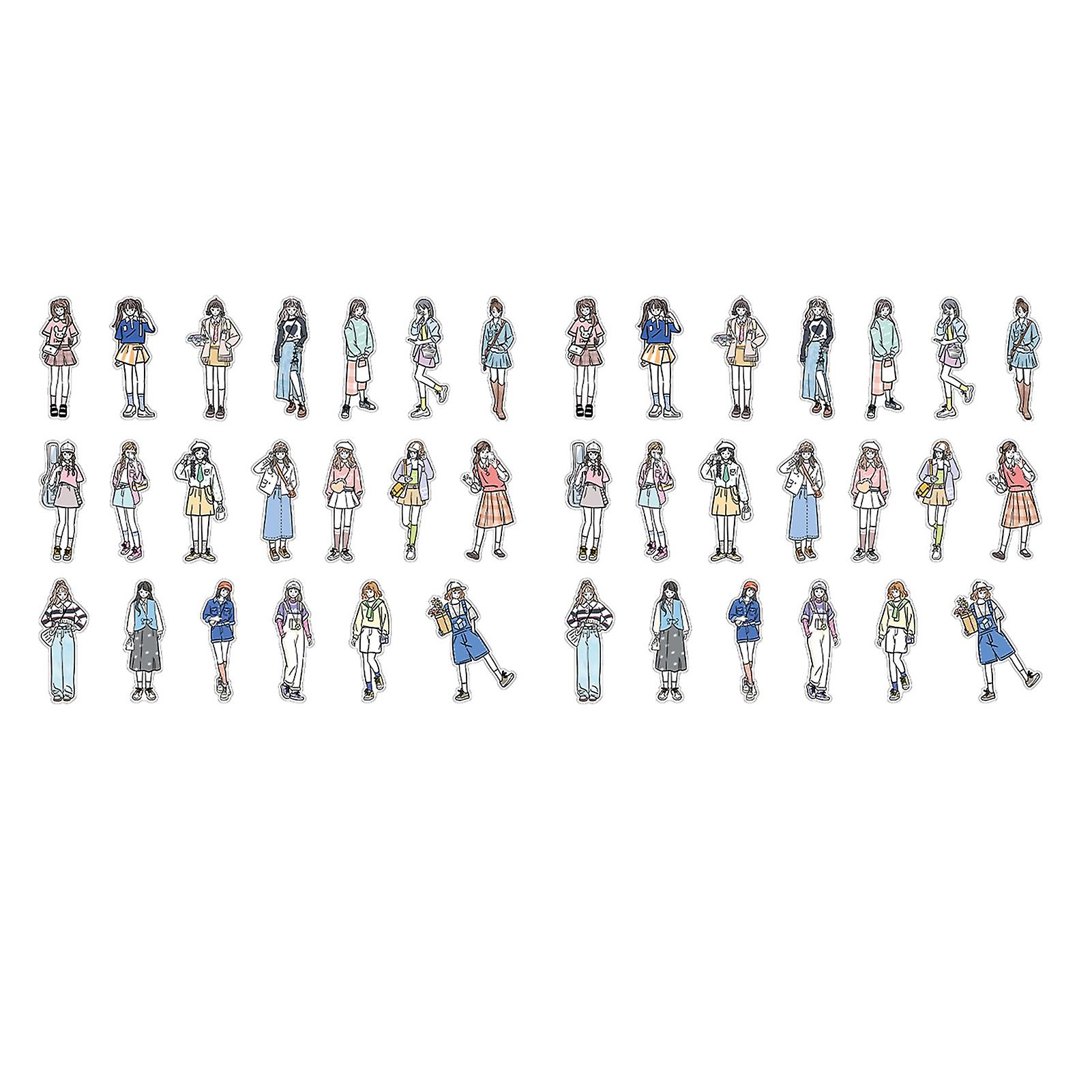 40 Sheets Planner Sticker Exquisite Girl Pattern Multipurpose Crapbooking Sticker for Journal Notebook Diary Type 2