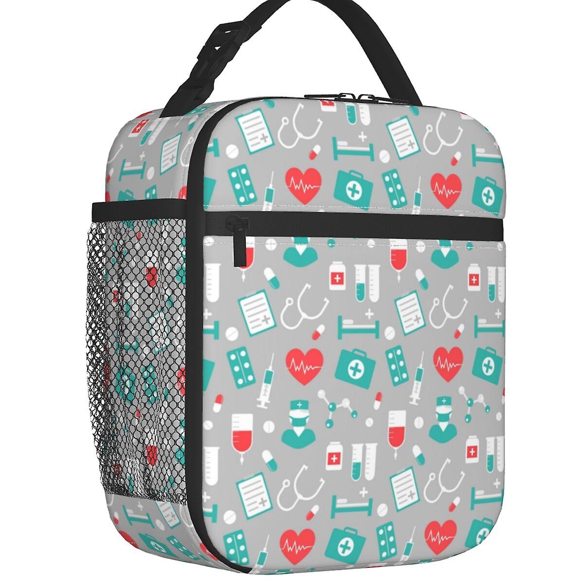 Custom Cartoon Doctors Nurse Lunch Bag Women Cooler Warm Insulated Lunch Boxes For Kids School Children