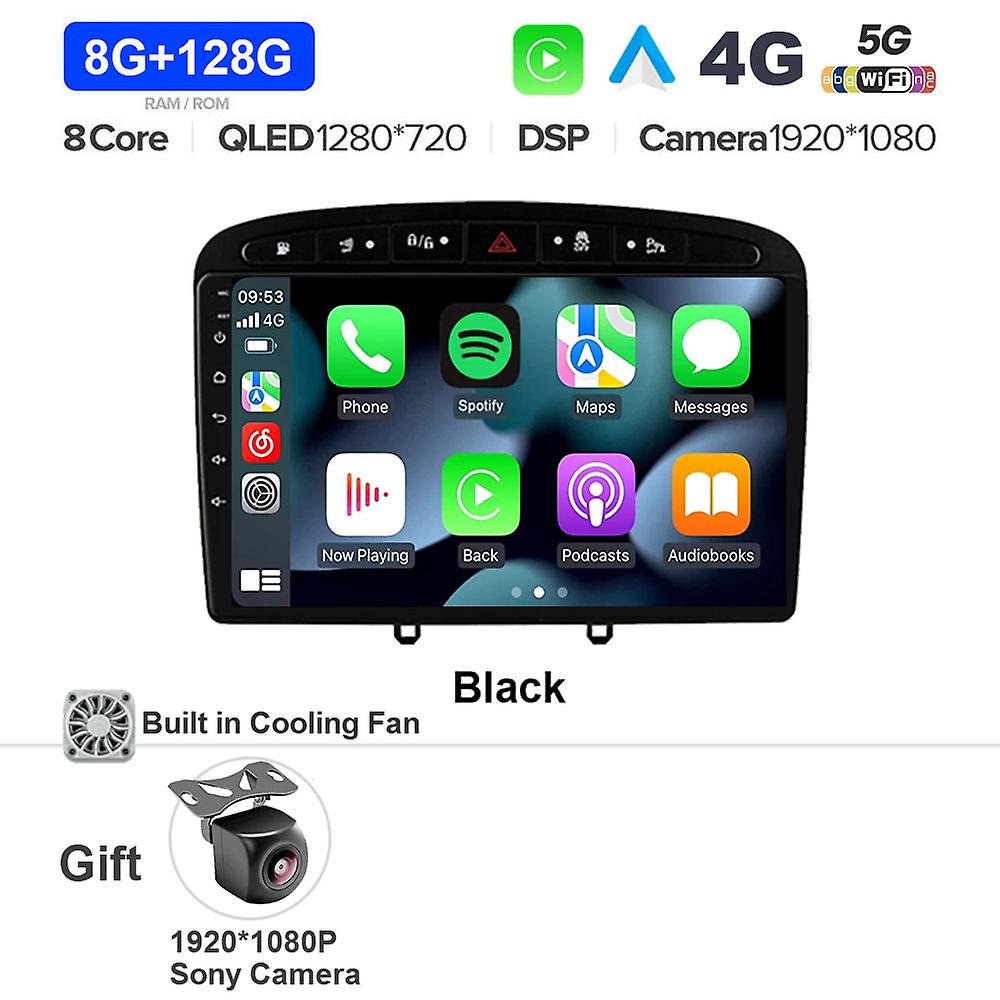 Android 13 9" Black Car Radio For Peugeot 408 308 308sw 2010 - 2016 Autoradio Multimedia Player Navigation Head Unit Gps Dsp