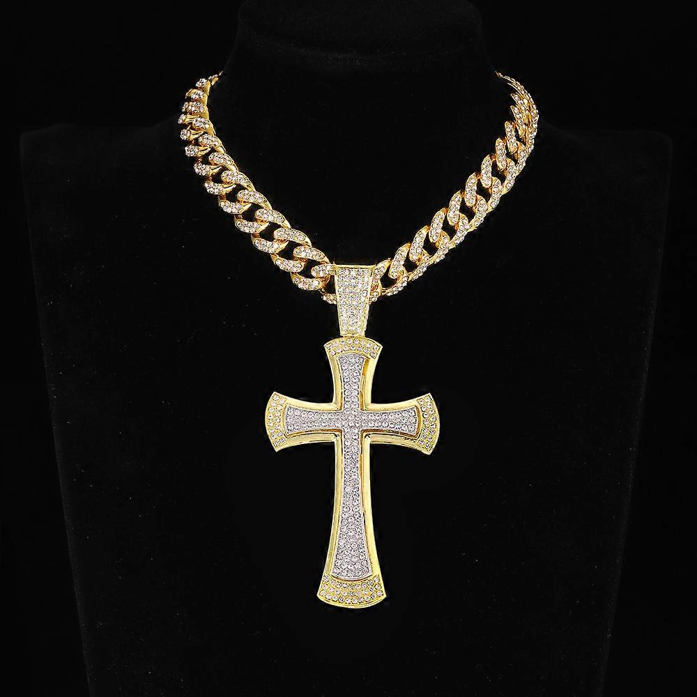 Hip Hop Big Cross Pendant Cuban Necklace For Men Hip Hop Iced Out