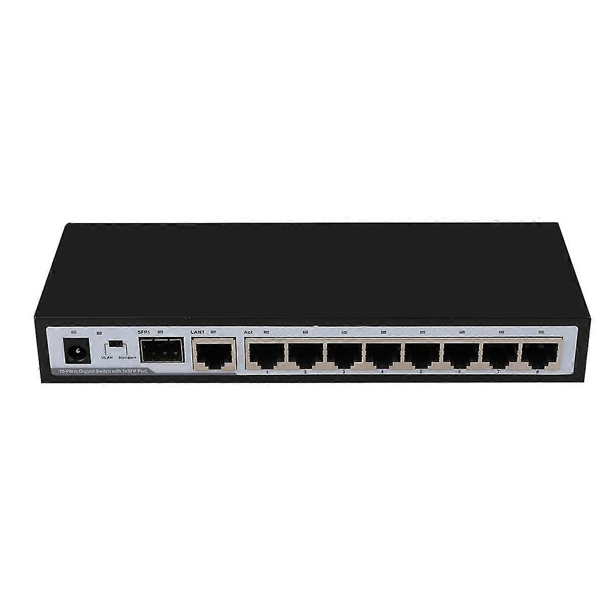 10Ports Gigabit Commutateur Ethernet Splitter Smart Network Switcher 9X1000Mbps Rj45 + 1X1000Mbps Sfp Port Rj45 Hub Eu Plug