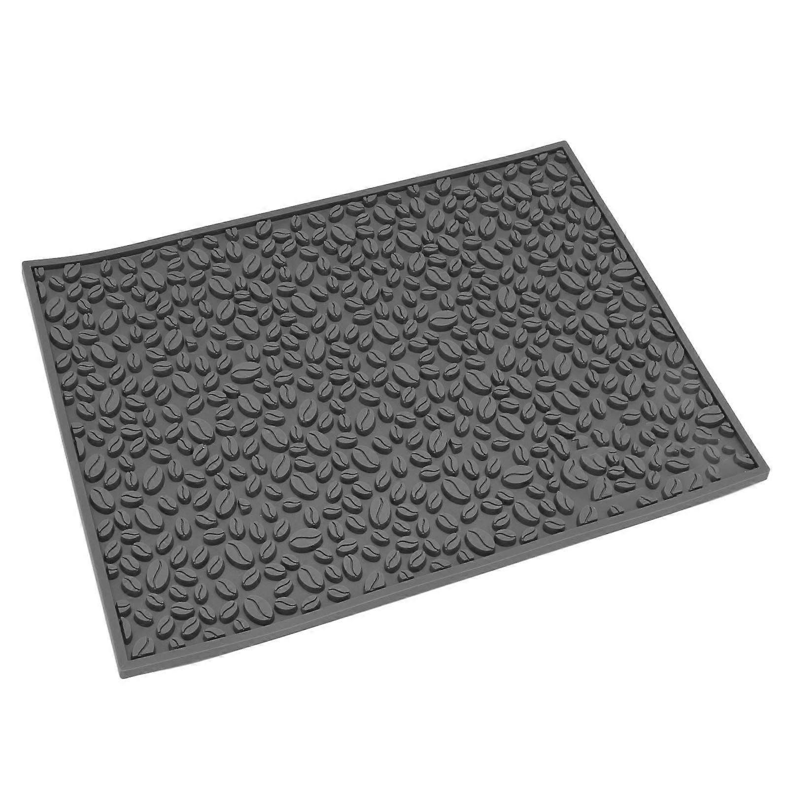 Non Slip Cup Mat Coffee Bean Design Desktop Bar Counter PVC Pad for Water Draining Filtering Grey