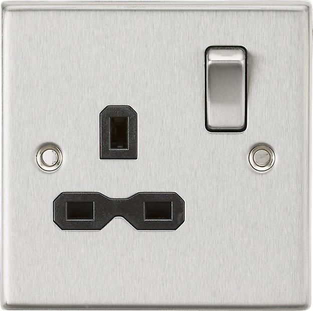 Knightsbridge 13A 1G DP Switched Socket with Black Insert - Square Edge Brushed Chrome - CS7BC