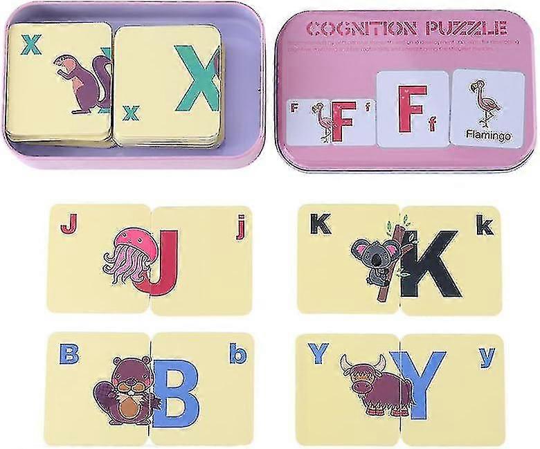 Cards Puzzle Set Learning Cognition Puzzle Shape Early Learning Toy With Iron Boxgreen