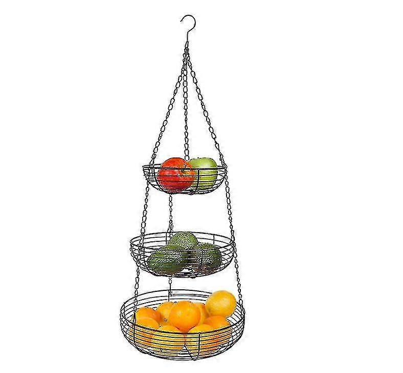 3-Tier Kitchen Hanging Fruit Basket, 30-Inches