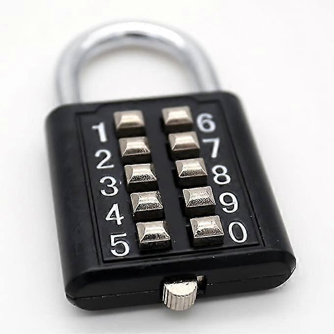 10桁コンビネーション南京錠、防水金属、メッキスチールコンビネーションクラスプ - ブラック盗難防止ボタン南京錠Jskee
