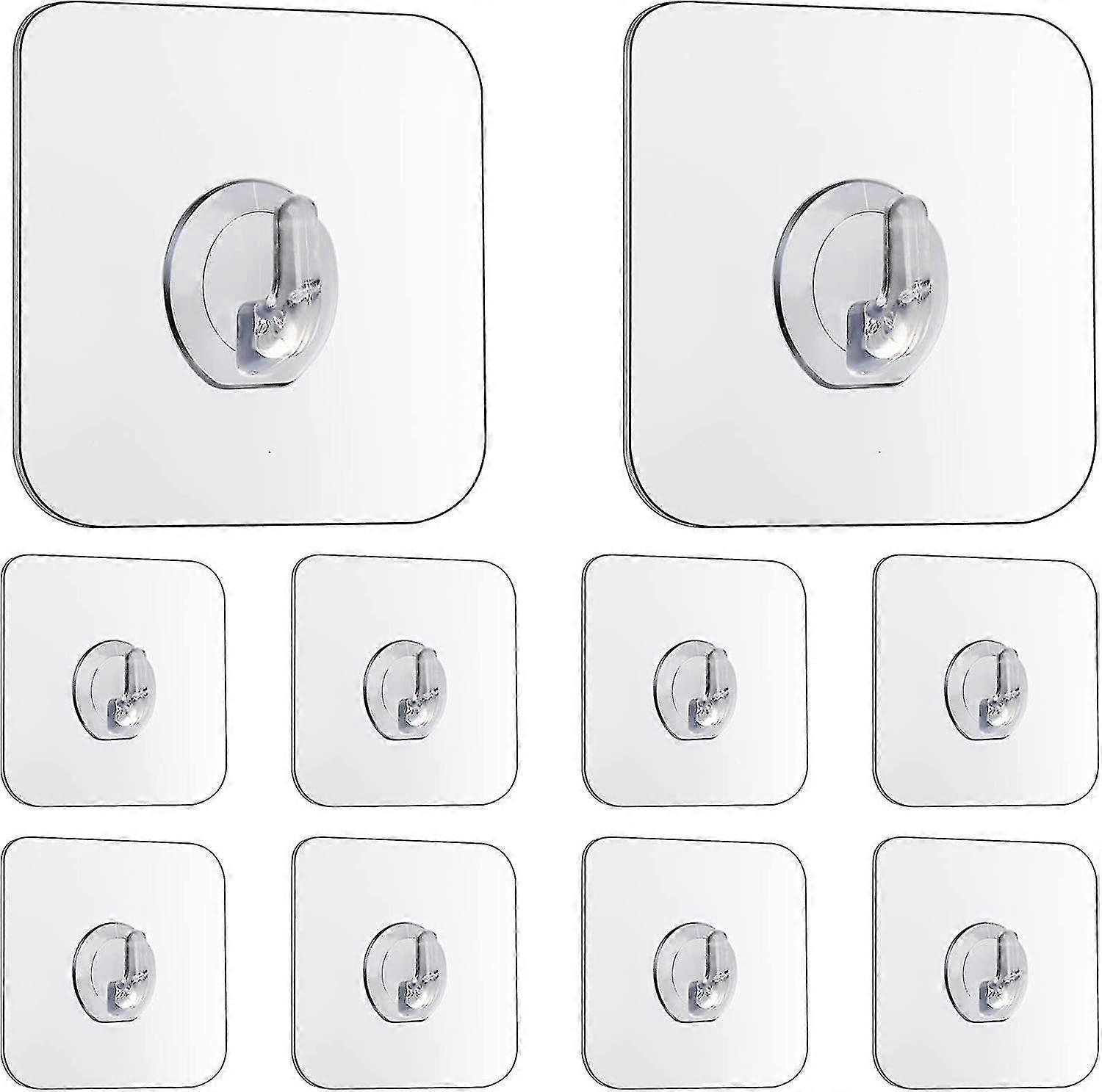 خطافات سحرية ، شفافة ذاتية اللصق ، قابلة للإزالة بدون مسامير خطافات لاصقة شديدة التحمل للمطبخ ، الحمام ، جدار الباب ، 10 عبوات أسود Gyg8-01