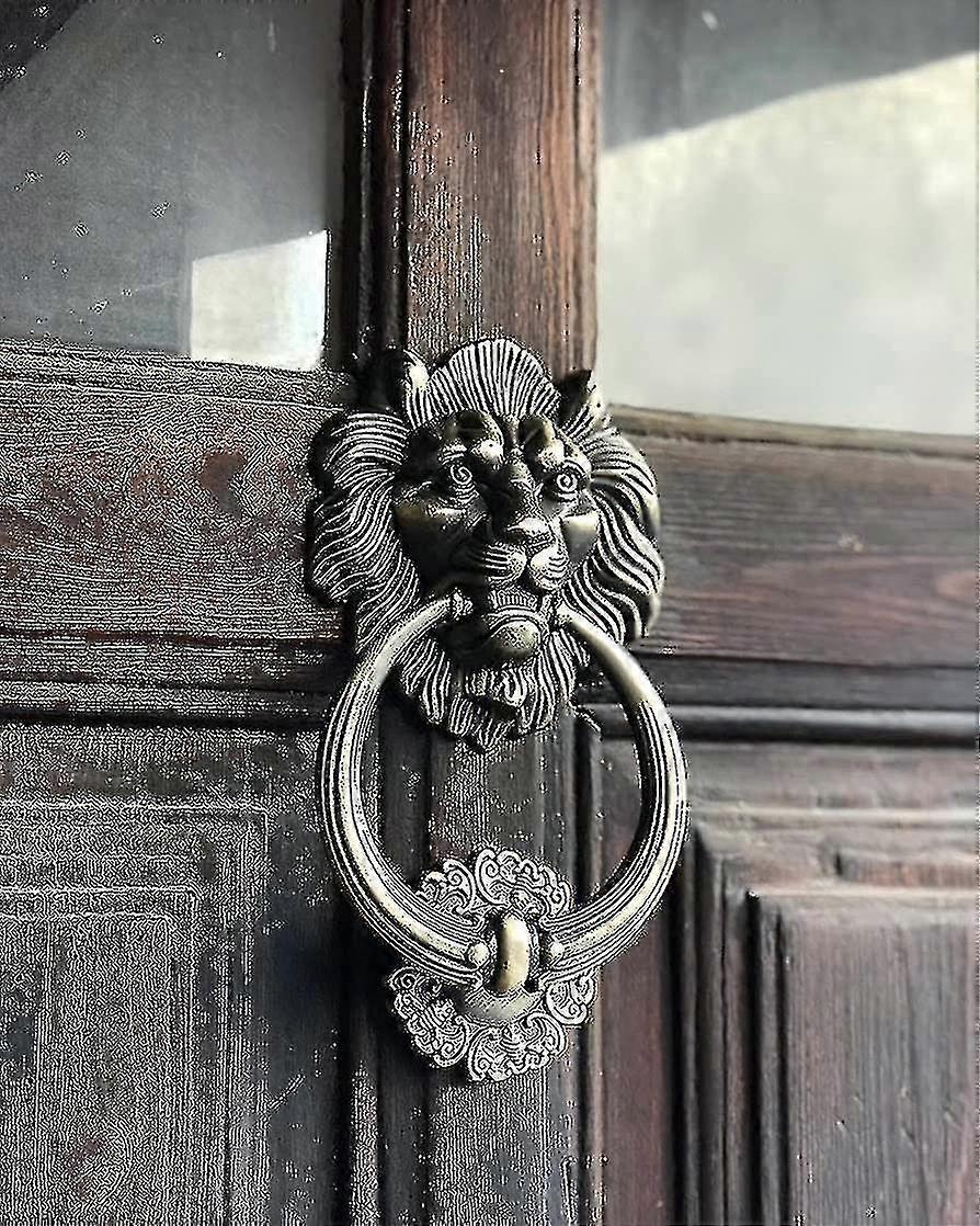 Door Knocker In The Shape Of A Lions Head, Bronze-YuJia