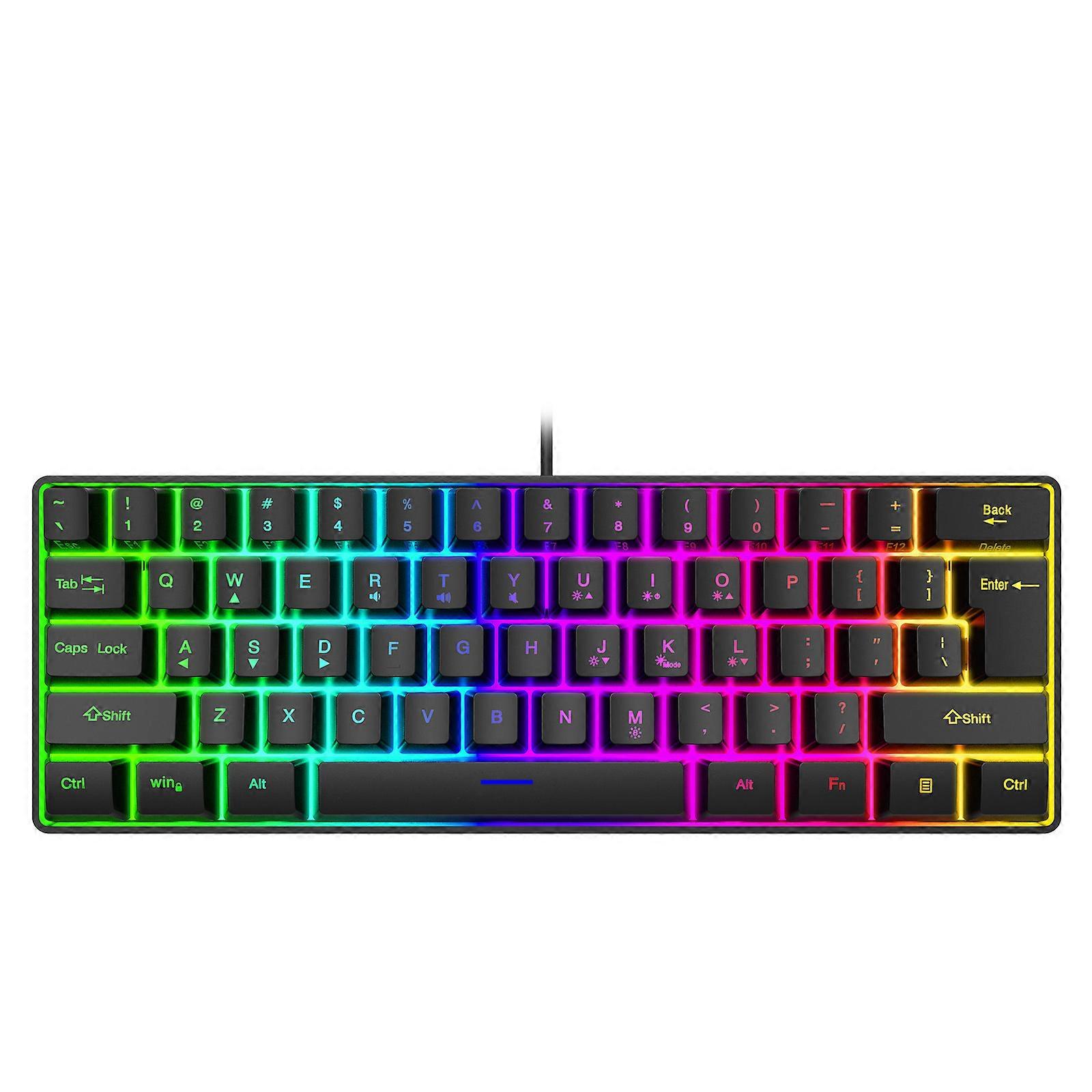 61 key Yunguo K401 laptop desktop wired gaming mini keyboard RGB illuminated keyboard