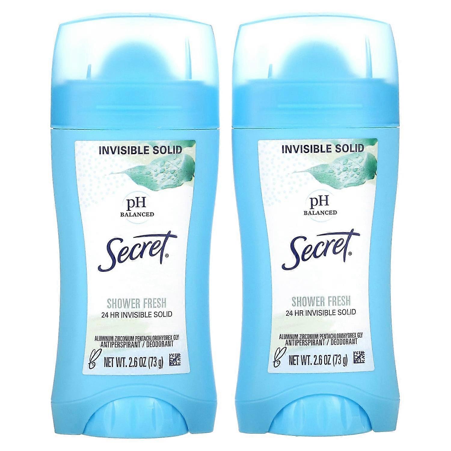 Secret, pH Balanced  Antiperspirant/Deodorant, Invisible Solid, Shower Fresh, Twin Pack, 2.6 oz (73 