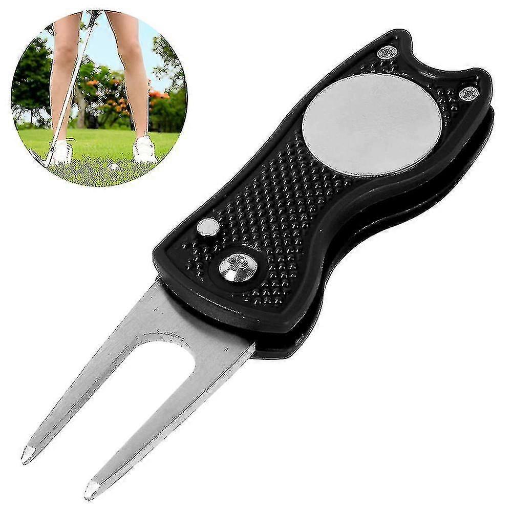 Tout en métal pliable Golf Divot Tool avec bouton pop-up magnétique