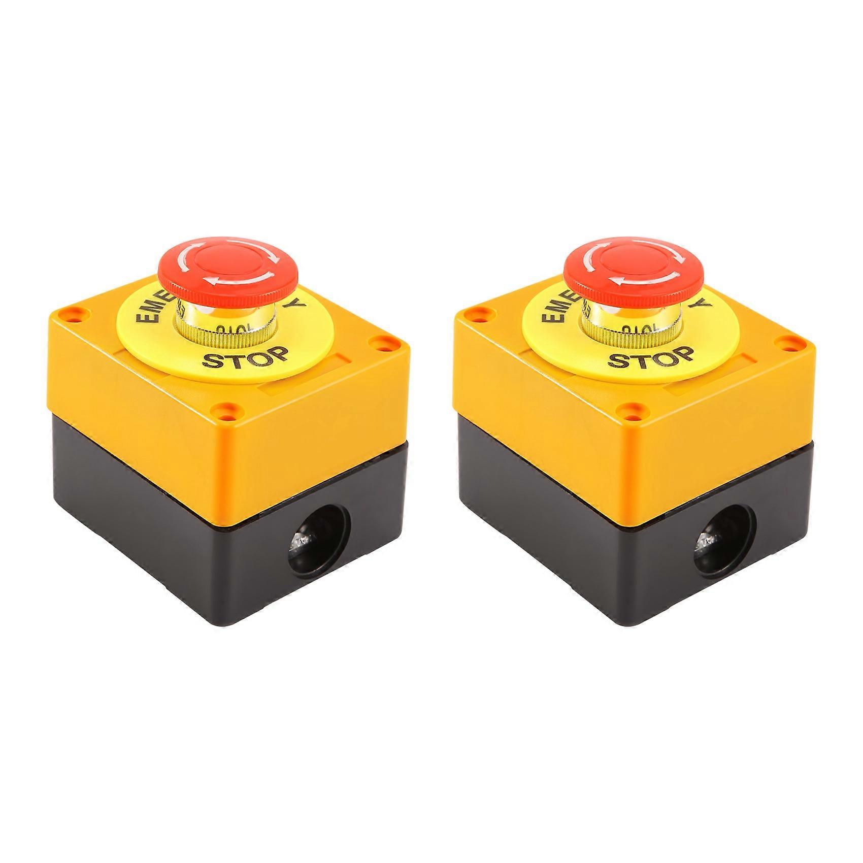 2Pcs Red Mushroom Emergency Stop Off Push Button Switch No + Nc 22Mm CNC Gecko