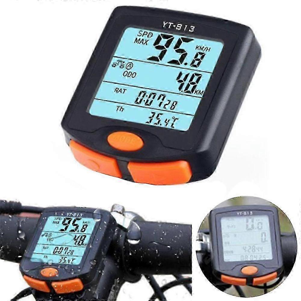 Trådlös cykeldator Vattentät Multi-Functions LCD Bakgrundsbelysning Display Bike Speed Meter