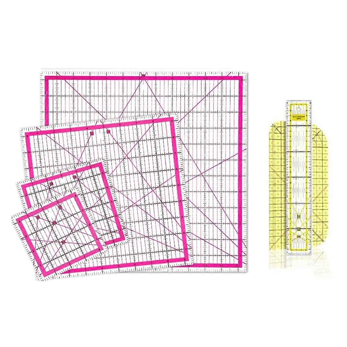 6 Pieces Acrylic Quilting Rulers Square Fabric Cutting Ruler with Clear Mark Quilting Ruler Ironing