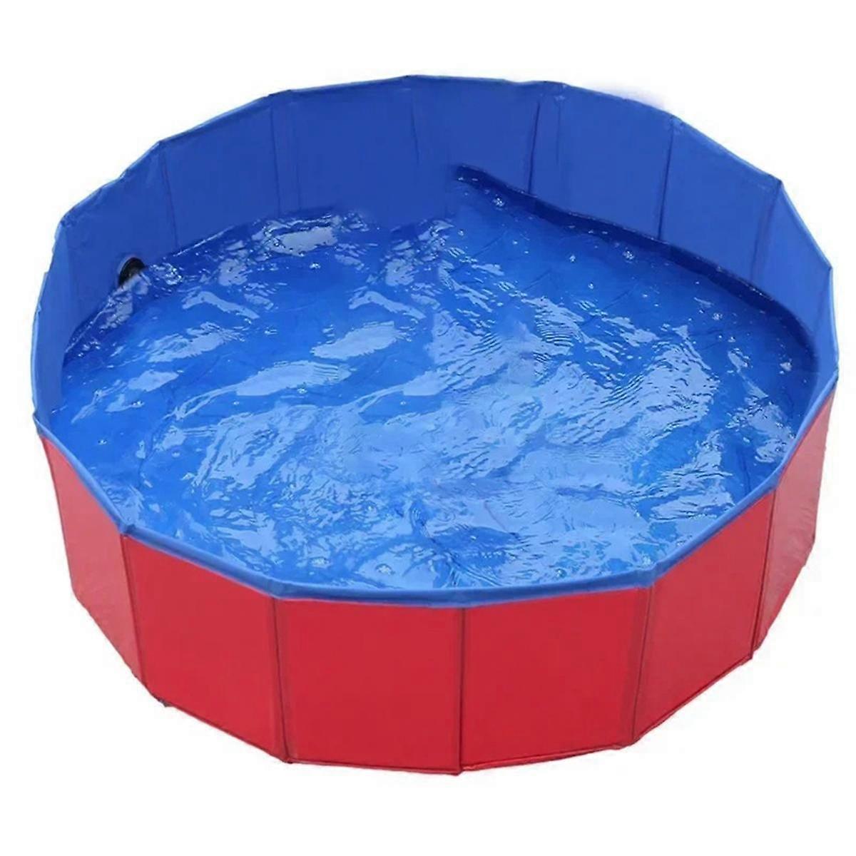 Pet Bathtubs, Mobile Folding Pools for Large and Small Dogs, and Pool Cleaning Supplies Red
