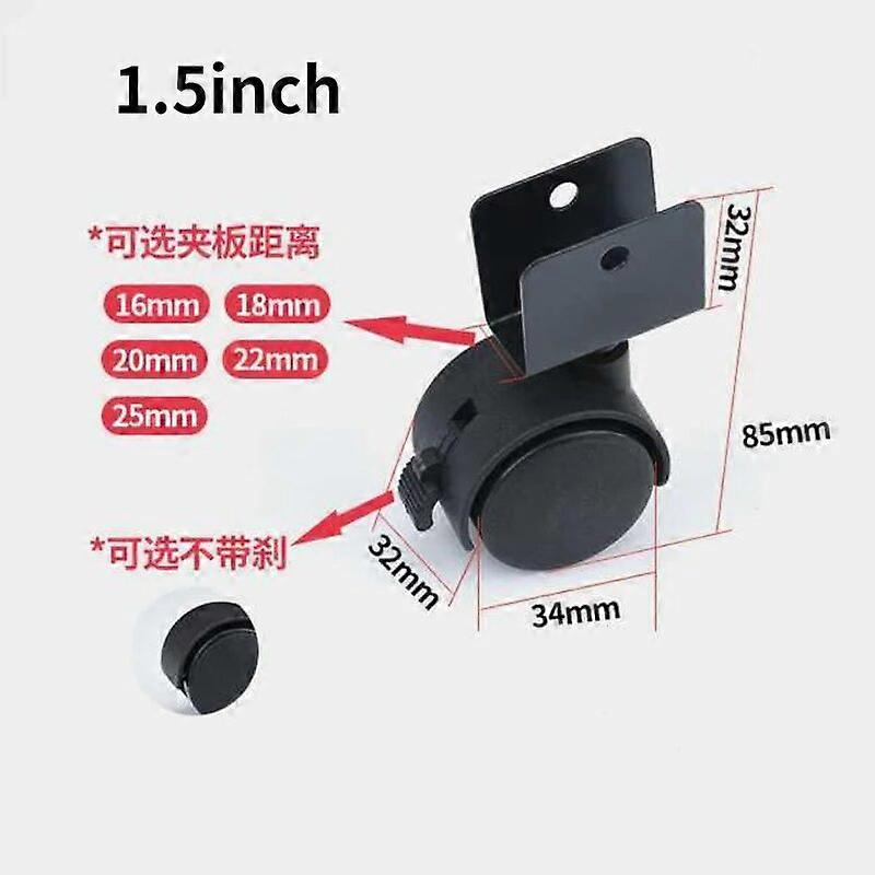 2pcs 15 polegadas 2 polegadas preto plástico ângulo freio giratório cadeira de escritório rodas móveis rodízio rolo rolo