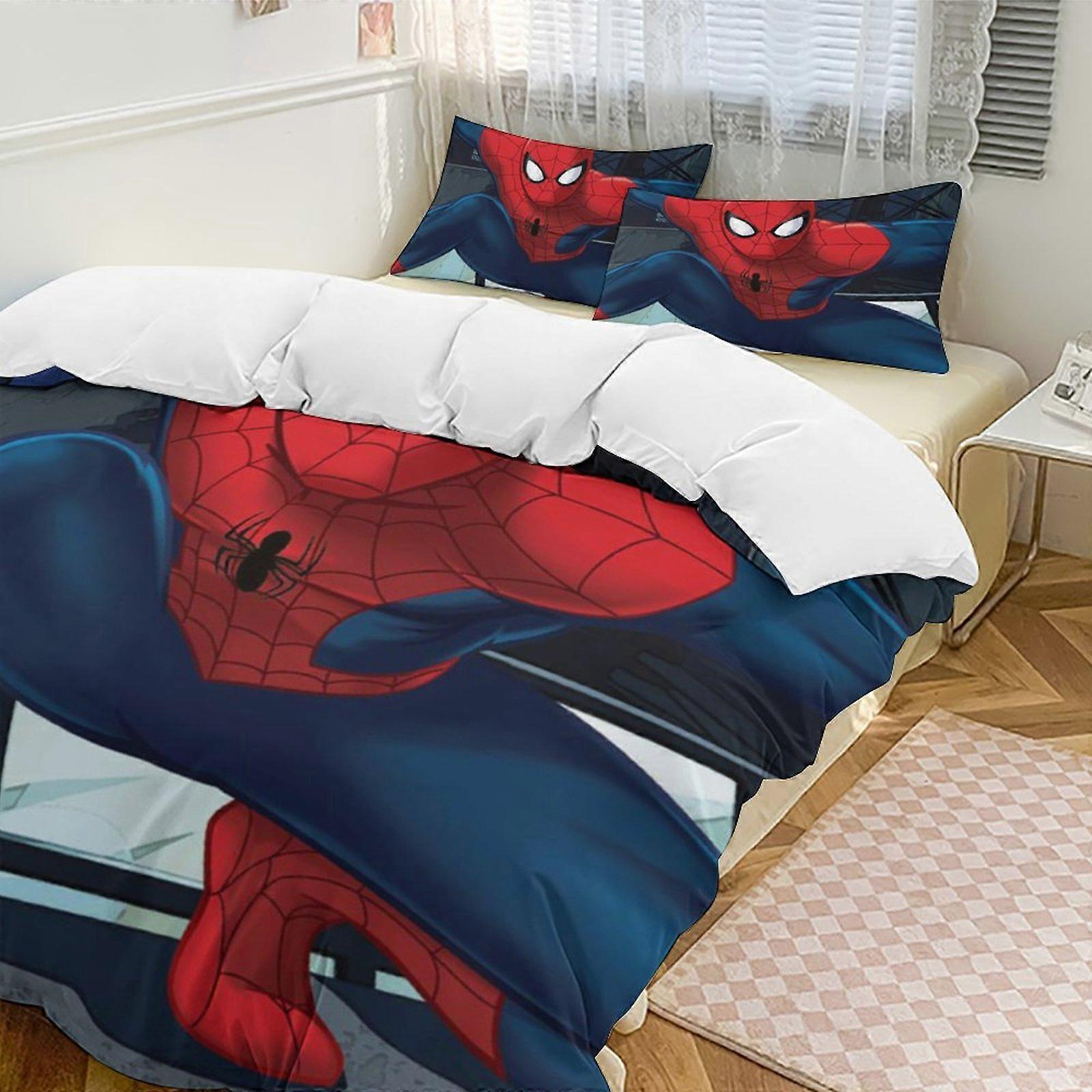 v267 Spider-Man Conjunto de Cama Twin de 3 Peças - Inclui 1 Colcha de Solteiro e 2 Fronhas de Cama - Microfibra Resistente ao Desbotamento - Spider io267